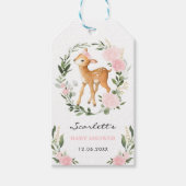 Bosherten Blush Bloemen Groen Goud Baby Fawn Cadeaulabel (Voorkant)