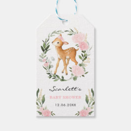Bosherten Blush Bloemen Groen Goud Baby Fawn Cadeaulabel