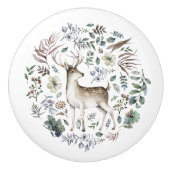 Bosherten Buck botanische Waterverf Keramische Knop (Voorkant)