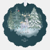 Bosherten Winter Bos Kerstmis Ornament Kaart (Achterkant)