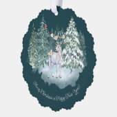 Bosherten Winter Bos Kerstmis Ornament Kaart (Links)