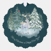 Bosherten Winter Bos Kerstmis Ornament Kaart (Voorkant)