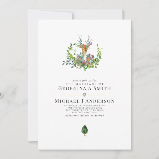 Boshertog Bruiloft Uitnodiging Aquarel (Voorkant)