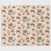 Boshoordieren en vogelTan Background Cadeaupapier (Vlak)