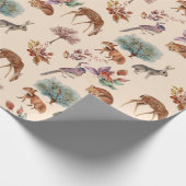 Boshoordieren en vogelTan Background Cadeaupapier (Hoek)
