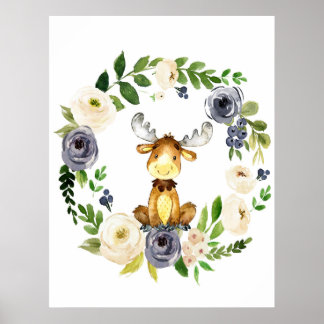 Boshoornachtige bloemboerendrukkerij poster