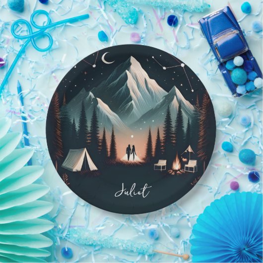 Boshout Sky Tree Fire Camping Vrijgezellenfeest Papieren Bordje (Feest)