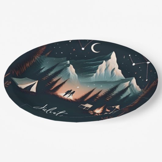 Boshout Sky Tree Fire Camping Vrijgezellenfeest Papieren Bordje (Gekanteld)