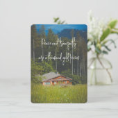 Boshut onder de bergen feestdagenkaart (Staand voorkant)