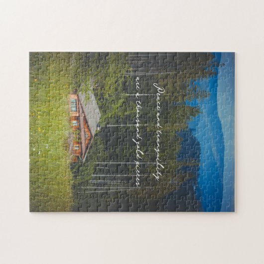 Boshut onder de bergen legpuzzel (Horizontaal)