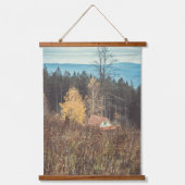 Boshutten onder de bergen hangend wandkleed (Voorkant 2)