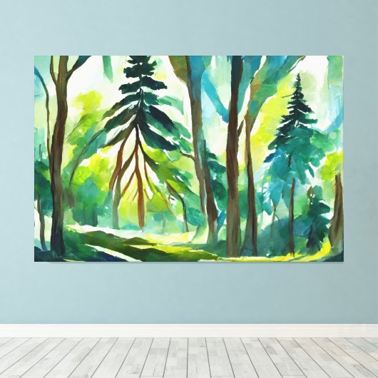 Bosinterpretatie schilderij canvas afdruk (Insitu (Houten vloer))