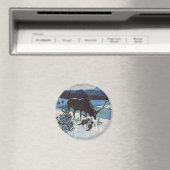  boskaarten en Elk in Winter Snow Magneet (Insitu (Vaatwasser))