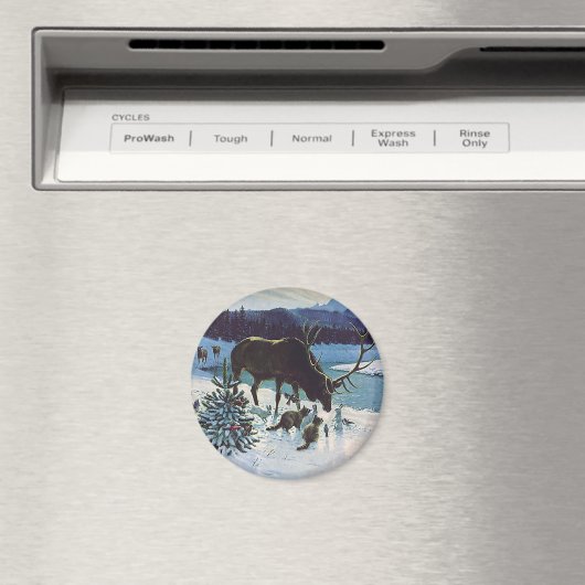  boskaarten en Elk in Winter Snow Magneet (Insitu (Vaatwasser))