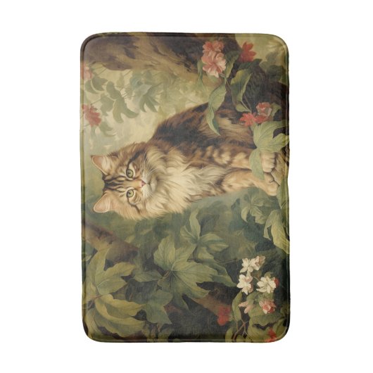 Boskat in weelderig gebladerte badmat (Voorkant Verticaal)