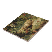 Boskat in weelderig gebladerte tegeltje (Zijkant)