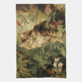 Boskat in weelderig gebladerte theedoek (Verticaal)