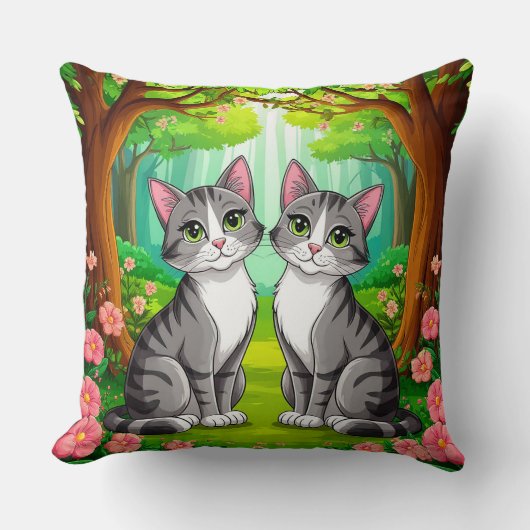 🐱 Boskatten Levendig Knus Huisstijl Kunst ✨ Kussen (Voorkant)