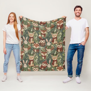 Boskerst Dieren Patroon – Schattig Winter Fleece Deken