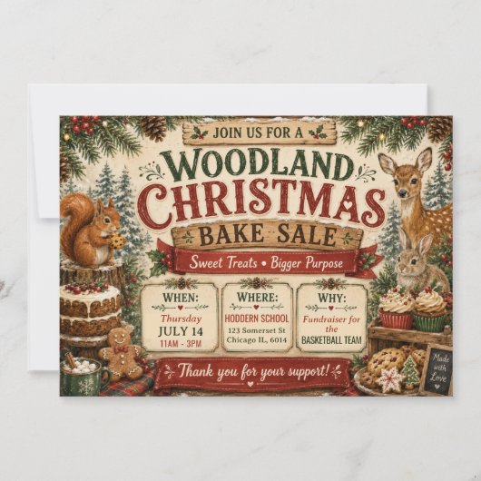 Boskerst Kerst Mis Bakverkoop Kaart (Voorkant)