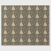 Boskerstbomen Aardetinten Patroon Cadeaupapier (Vlak)