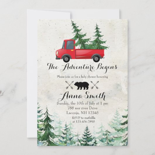 Boskerstbomen Rood Baby shower Uitnodiging (Voorkant)