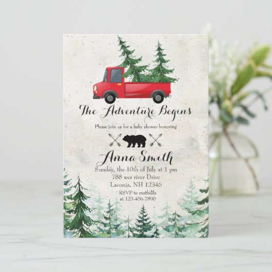 Boskerstbomen Rood Baby shower Uitnodiging (Staand voorkant)