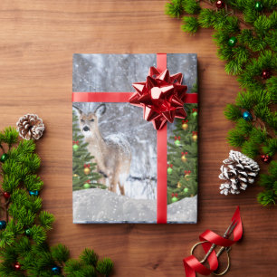 Boskerstboom en herten-cadeaupapier cadeaupapier