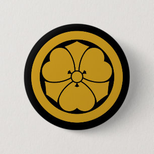 Bosklaver met zwaarden in cirkel 1 ronde button 5,7 cm