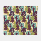Boskleur Doodle Bomen Illustratie Fleece Deken (Voorkant (Horizontaal))