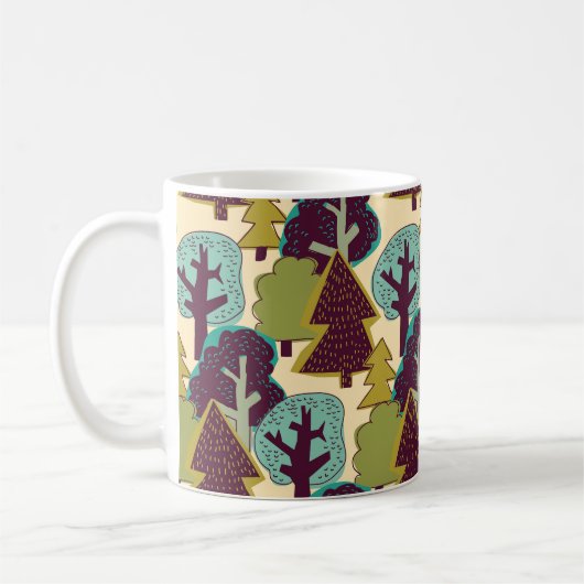 Boskleur Doodle Bomen Illustratie Koffiemok (Links)