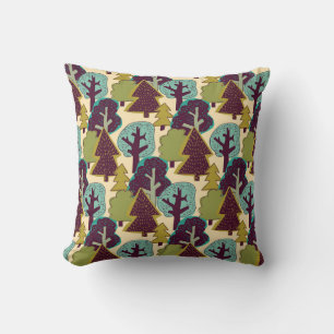 Boskleur Doodle Bomen Illustratie Kussen