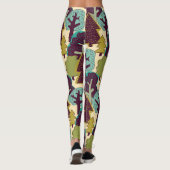 Boskleur Doodle Bomen Illustratie Leggings (Achterkant)