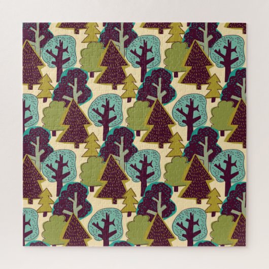 Boskleur Doodle Bomen Illustratie Legpuzzel (Verticaal)
