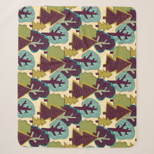 Boskleur Doodle Bomen Illustratie Sherpa Deken