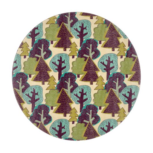 Boskleur Doodle Bomen Illustratie Snijplank (Voorkant)