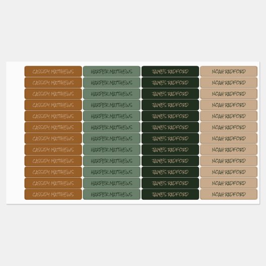 Boskleur Gecodeerde Pennen Naam Waterdicht Labels (Vel)