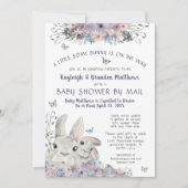 Boskonijn Bloem Paarse Baby Shower Per Post Kaart (Voorkant)