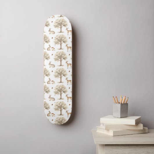 Boskonijn en hertenpatroon persoonlijk skateboard (Muurkunst)