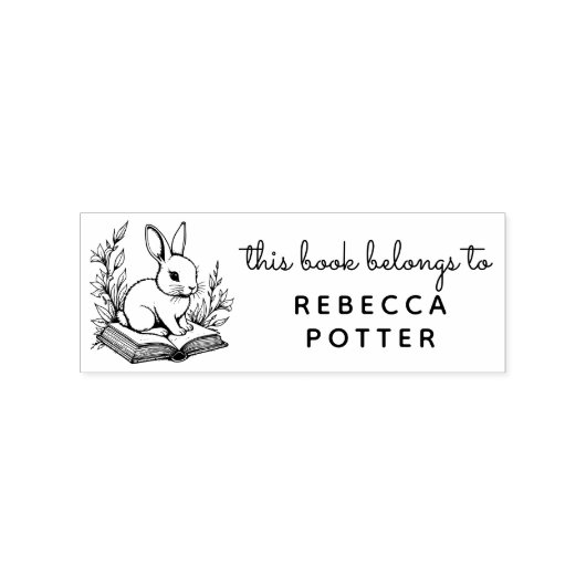 Boskonijn Konijn Boek Behoort tot Ex Libris Rubberstempel (Afrduk)