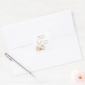 Boskonijn met roze bloemen vierkante sticker (Envelop)