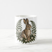 Boskonijn met varens en wilde bloemen