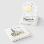 Boskool bossen met dieper gepersonaliseerd bos stenen onderzetter (Zijkant)