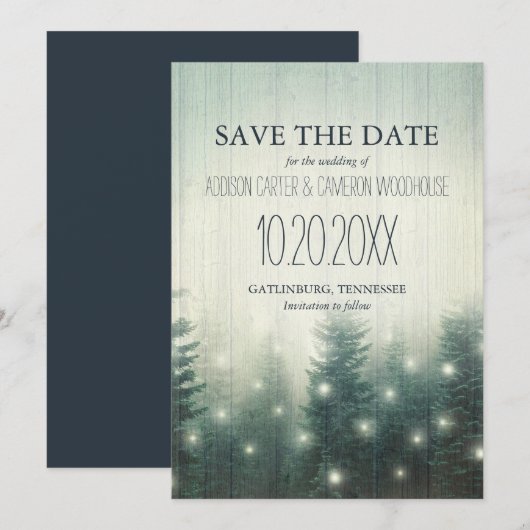 Boslampen | Rustic Save the Date (Voorkant / Achterkant)
