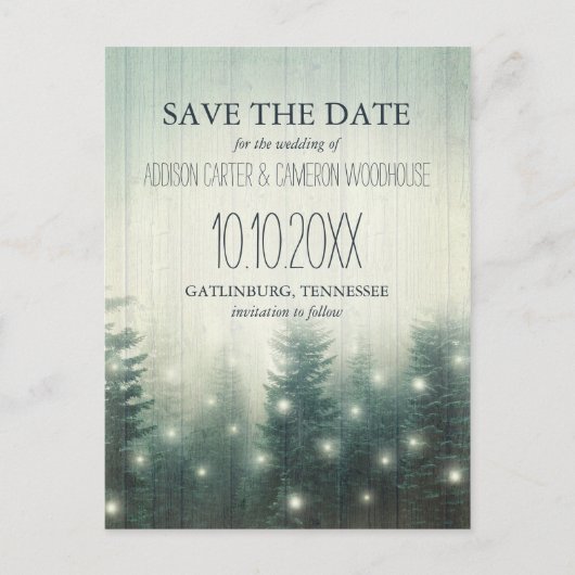 Boslampen | Rustic Save the Date Aankondigingskaart (Voorkant)
