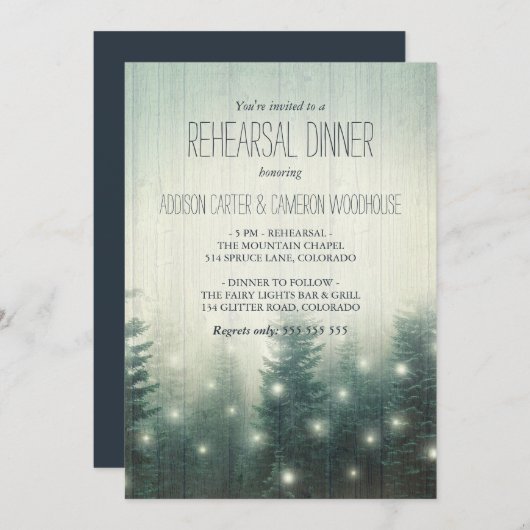 Boslampen | Rustiek repetitie diner Kaart (Voorkant / Achterkant)