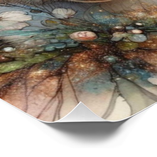 Bosland Aquarel Konijn Pastel Bloemen Pasen Perfect Poster (Hoek)