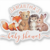 Bosland Baby shower Cute Animals Red Script Sticker (Voorkant)