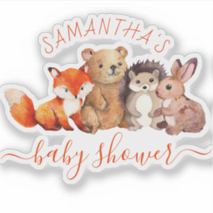 Bosland Baby shower Cute Animals Red Script Sticker