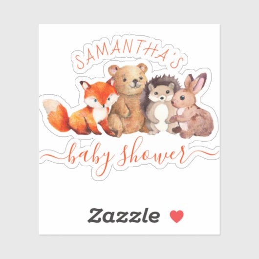 Bosland Baby shower Cute Animals Red Script Sticker (Vel)